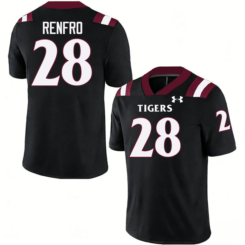 Texas Southern Tigers #28 Athean Renfro College Football Jersey,Uniforms Stitched-Black Texas Southern Tigers #28 Athean Renfro College Football Jersey,Uniforms Stitched-Black